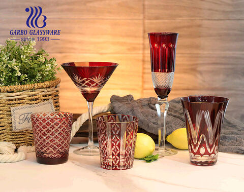 Factory Directly Wholesale High End Coating Hand Made Glass Cup in Red