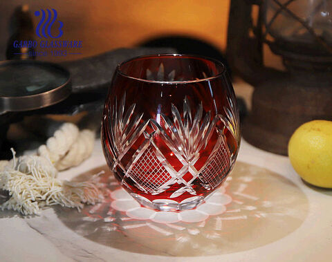 Factory Directly Wholesale High End Coating Hand Made Glass Cup in Red