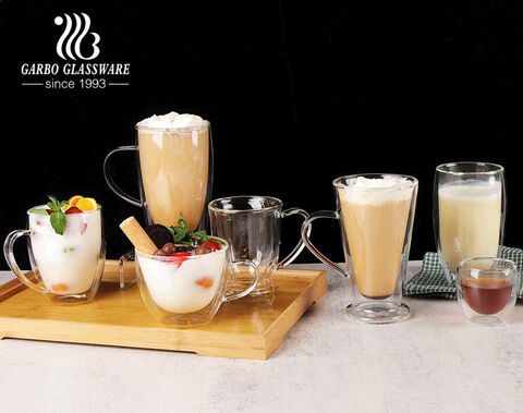 أكواب قهوة زجاجية ذات أحجام مشتركة من 100 مل إلى 600 مل ذات شعبية كبيرة في جميع أنحاء العالم
