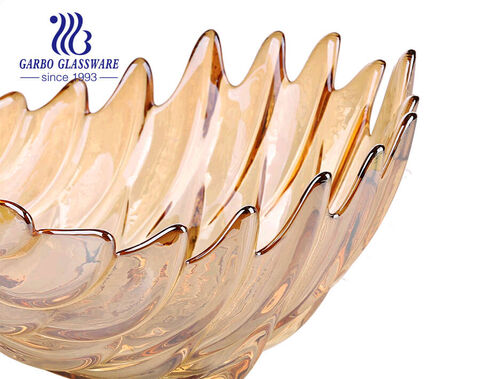 12 inches In stock factory Ion plating golen color bubble design glass fruit bowl for sale