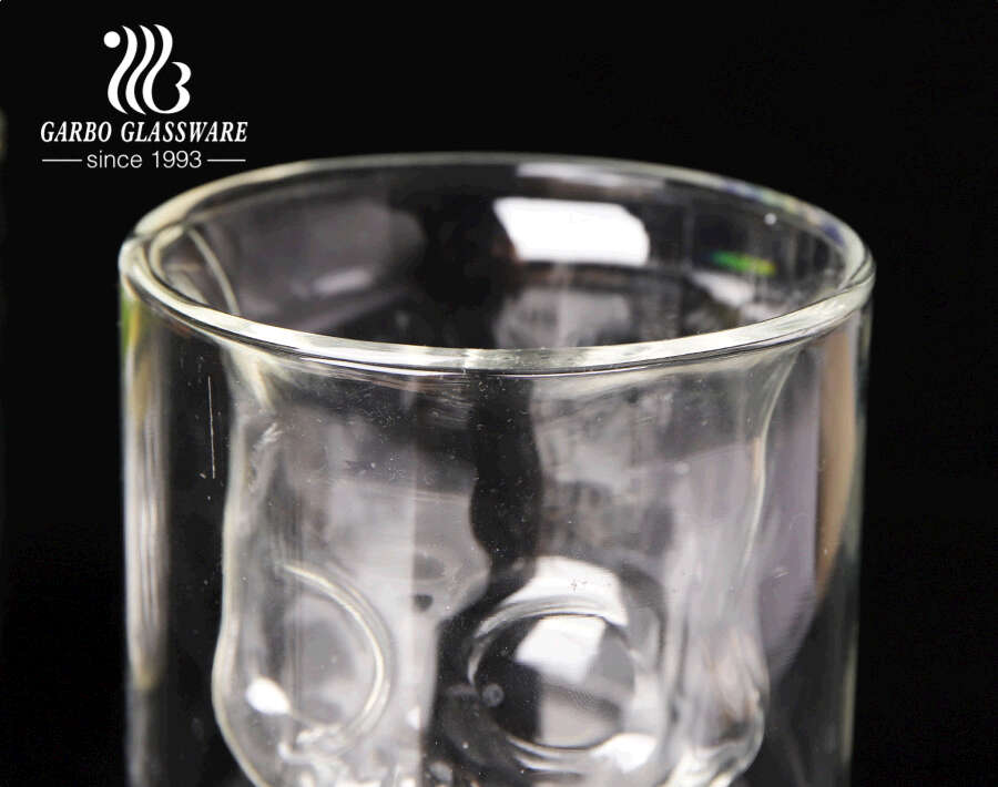 Mountain design double wall glass coffee cups heat resistant unique design skull glass tea cup for hot water