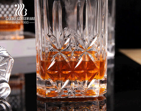 Garbo designed transparent whisky glass decanter set stock embossed wine glass sets 