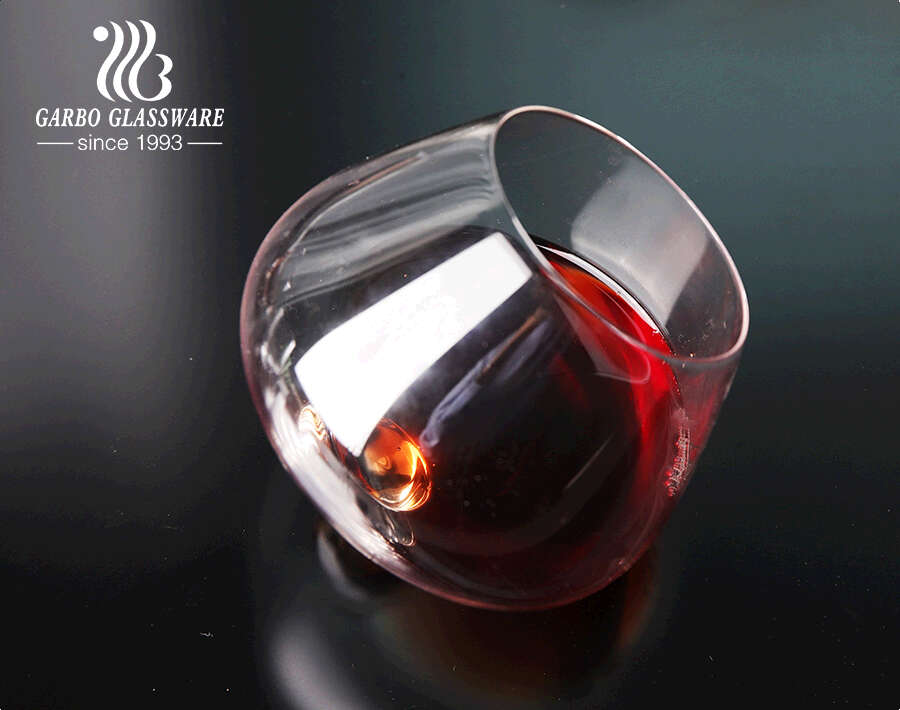 High-quality bar accessory unique design glass wine drinking cup with never fall down bottom with customized designs