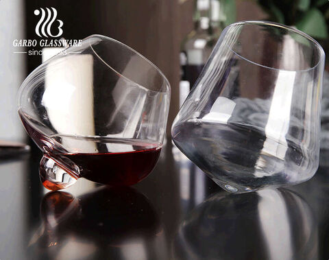 High-quality bar accessory unique design glass wine drinking cup with never fall down bottom with customized designs