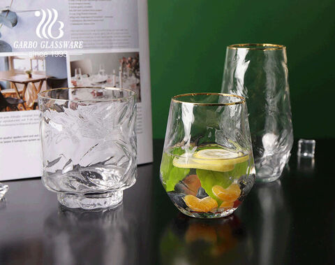 Handmade high-white golden rim water drinking glass cup with customized design gift item for home party