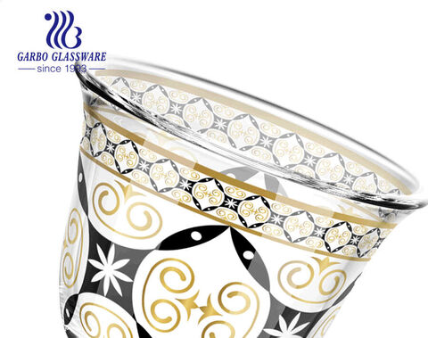 High-end Engraved Pattern Tea Coffee Glass Cup for Arabic Markets