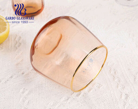 Gobelet en verre soufflé fait à la main verre à vin flûte à champagne avec bord doré