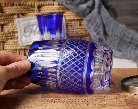 Blue Color 3.5oz-17oz Capacity Available Luxury New Arrived Coating Glass Whisky Cup 