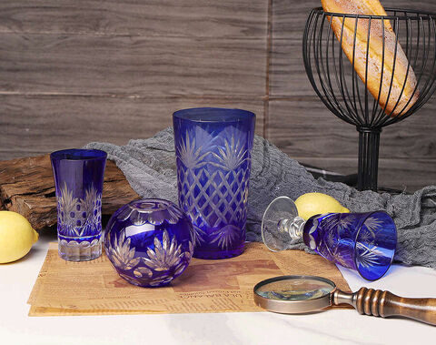 Blaue Farbe 3.5 oz-17 oz Kapazität Verfügbarer Luxus Neu angekommener Coating Glass Whisky Cup
