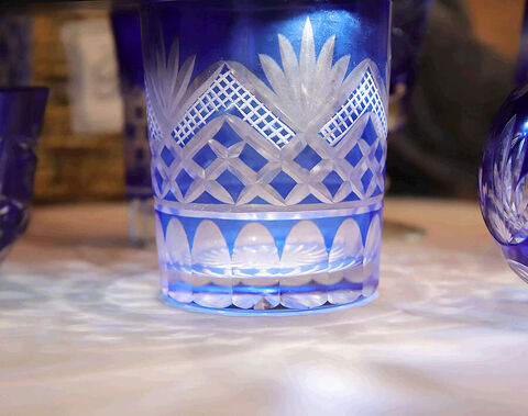 Blue Color 3.5oz-17oz Capacity Available Luxury New Arrived Coating Glass Whisky Cup 