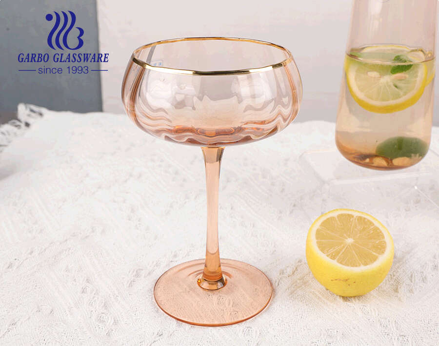 Lead free easy clean handmade blown stemmed gin cocktail glass coupe