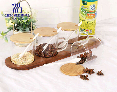 wholesale 250ml 8oz glass spice jar with spoon and lid factory and