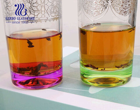 Ensemble de tasses à thé en verre marocain de petite taille 150ML 5oz avec dorure de couleur personnalisée