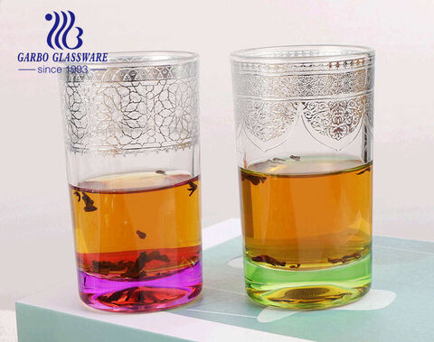 150 مللي 5 أوقية صغيرة الحجم أكواب شاي زجاجية مغربية مع لون التذهيب مخصص