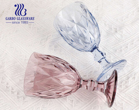 330ml Old fasion diamant gravé design verre à pied verre à vin