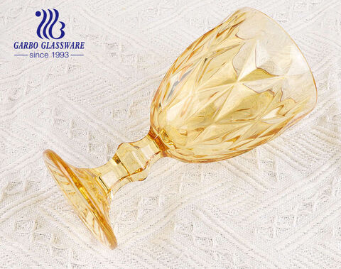 330ml Old fasion diamond engraved design glass stemware wine glass