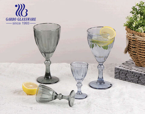 New design big size and small size glass goblet stemware with color spray