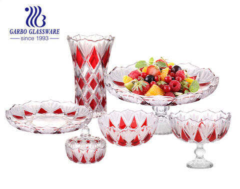 Modern Classic Glass Set Flower Glass Vase Bowl Plate and Candy Jar for Kazakhstan Uzbekistan Etc..