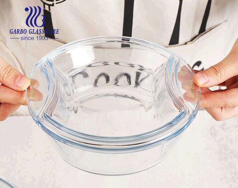 Big Capacity 1250ml High Borosilicate Glass Casserole Dish Bowl with Lid for Food Baking Storage