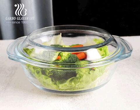 ホーム耐久性のある再利用可能なパイレックス高ホウケイ酸ガラスキャセロール皿ギフトカラーボックス付き