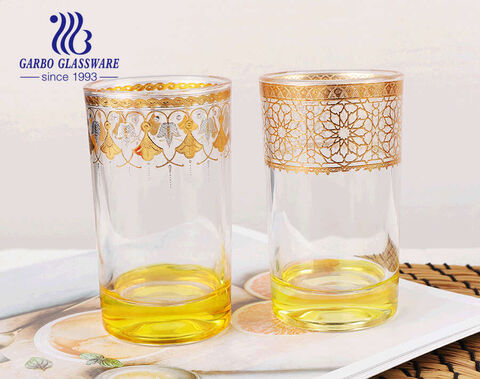Arabic markets reputed 150ml 6oz glass tea cup with custom gilding colors