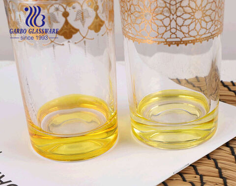 تشتهر الأسواق العربية بسمعة طيبة 150 مل كوب شاي زجاجي 6 أونصات بألوان مذهبة مخصصة