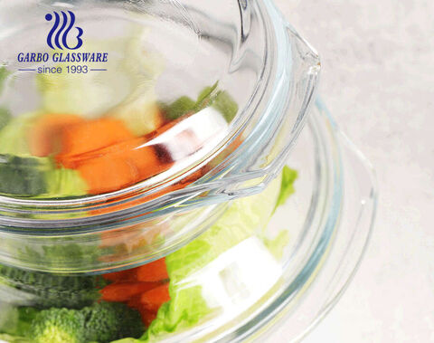 600ml Clear Round Glass Casserole With Glass Lid and Handle for Oven Glass Bakeware