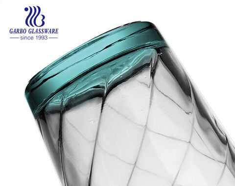 16 Unzen klassisches inneres graviertes Design farbiger Wasserglasbecher Teetasse