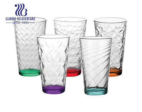 Прозрачные стеклянные пивные чашки на 16 унций с печатью снизу — 6 шт. — Универсальные стаканы для питья
