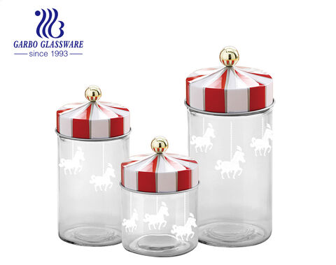 Multi sizes 500ML 1000ML 1500ML any others glass storage jars with Christmas theme