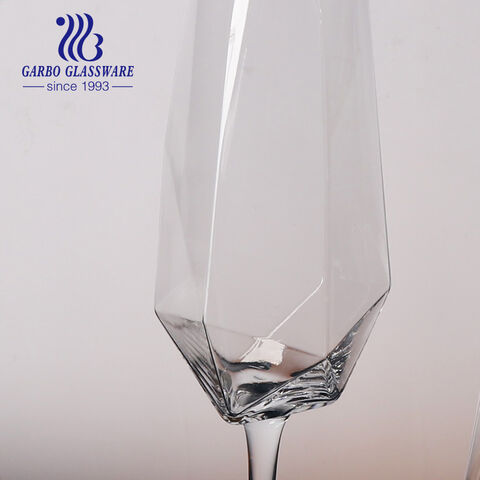 370ml Fashionable Octagon Design Champagne Glass with Gold Rim 