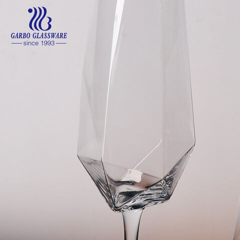 370 ml Champagnerglas im modischen Achteck-Design mit Goldrand