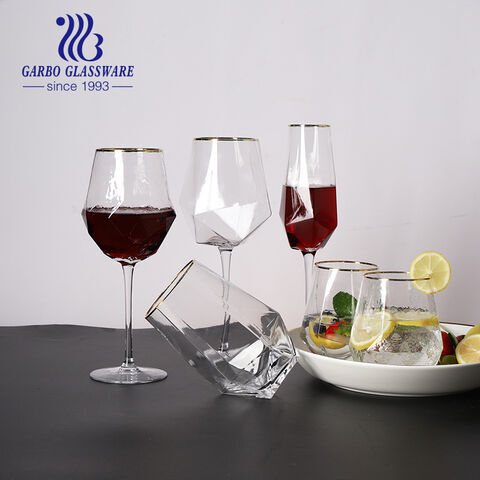 زجاج نبيذ أحمر زجاج كريستالي شفاف مع قاعدة سميكة للاحتفال بالذكرى السنوية للزفاف