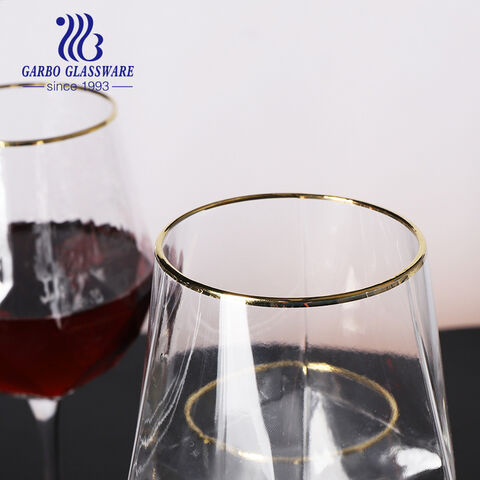 Verre à vin rouge en verre transparent avec base épaisse pour anniversaire de mariage