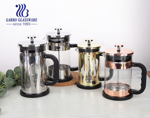 Cafetière à piston de luxe en verre borosilicaté résistant à la chaleur avec filtre en acier inoxydable 304