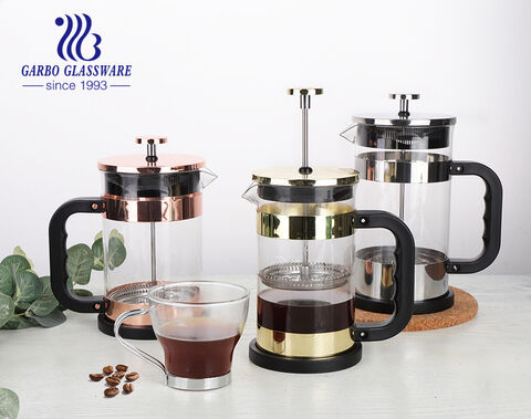 صانع القهوة الزجاجي البورسليكات المقاوم للحرارة الفاخر من المصنع مع مرشح الفولاذ المقاوم للصدأ