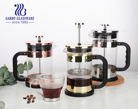 Cafetière en verre borosilicaté résistant à la chaleur de luxe d'usine avec filtre en acier inoxydable