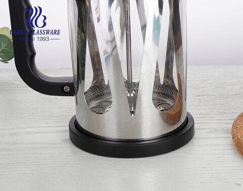 Cafetière à piston de luxe en verre borosilicaté résistant à la chaleur avec filtre en acier inoxydable 304