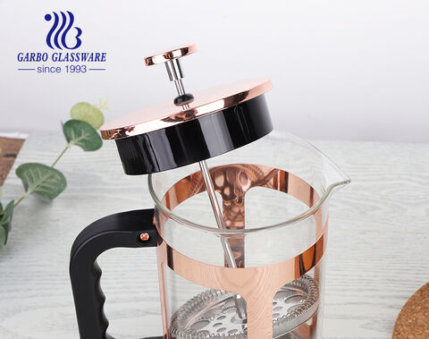 Luxuriöse, hitzebeständige French-Press-Kaffeemaschine aus Borosilikatglas mit 304-Edelstahlfilter