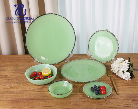 12.5 inch Premium Certificated Electro Plated Solid Color Dinner Charger Plate in Green Color  