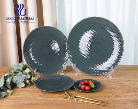 12.5 inch Premium Certificated Electro Plated Solid Color Dinner Charger Plate in Green Color  