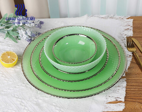 12.5 inch Premium Certificated Electro Plated Solid Color Dinner Charger Plate in Green Color  