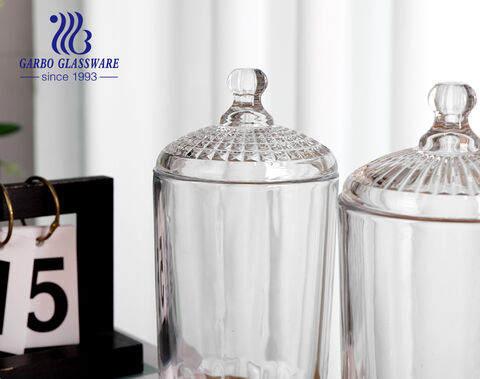 Bocaux à biscuits en verre lourd d'usine avec couvercles en verre pour salle de bain, organisateurs de cuisine, affichage de buffet de bonbons, affichage de comptoir de mariage