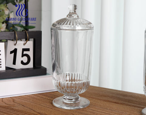 ​Manufacturer New Arrival Glass Candy and Cookie Jar with Lid and Stem for Wedding and Home Décor 