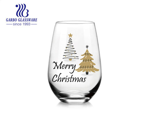 Exclusive Christmas festival glass tumbler with Santa star tree designs printing