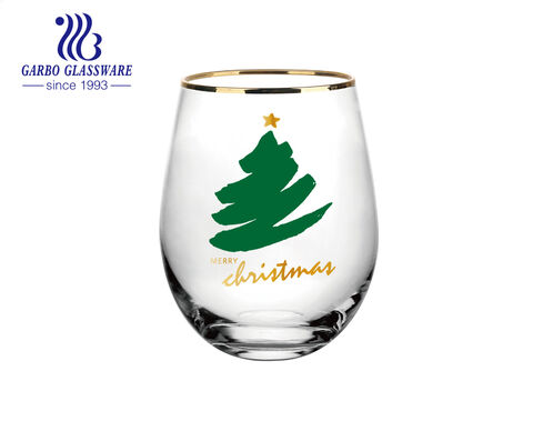 Exclusive Christmas festival glass tumbler with Santa star tree designs printing