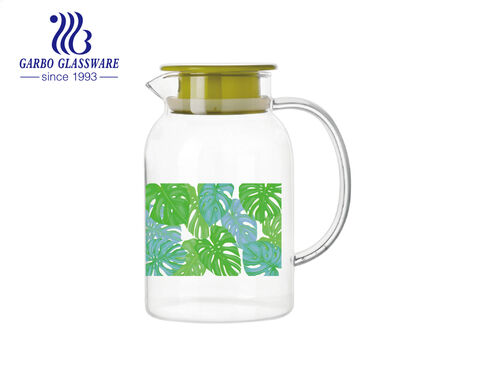 Regular sizes 1L 1.5L 2L 3L heat resistant borosilicate glass pitchers with plants printing