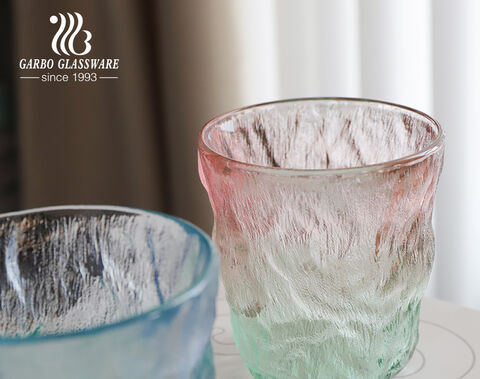 Tasse à café en verre de glaçage bleu ciel de conception de glacier populaire Amazon vente chaude avec article cadeau coloré personnalisé