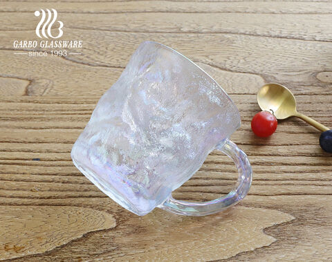Tasse à café en verre de glaçage bleu ciel de conception de glacier populaire Amazon vente chaude avec article cadeau coloré personnalisé