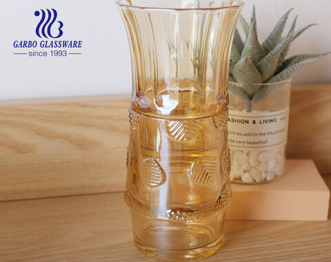 Luxury Stackable Koi Fish Design Drinking Glass Tumbler with Amber  Color for Beverage Juice and Water Service
